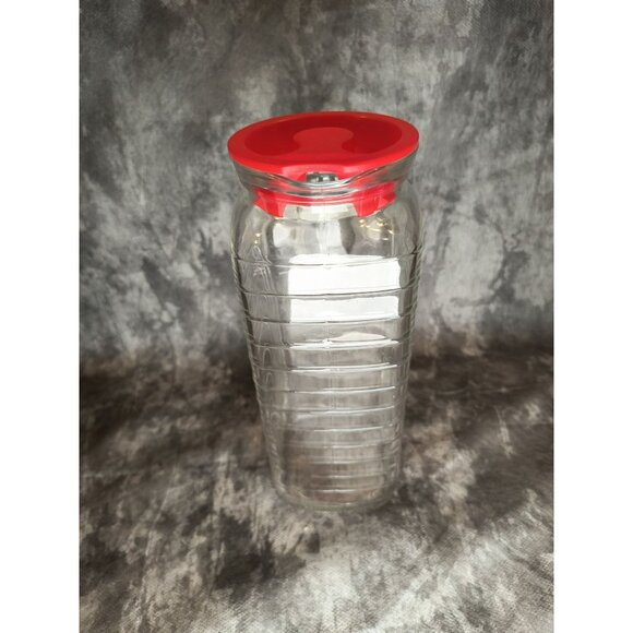 Bormioli Rocco Gelo Glass Pitcher with Red Lid Made In Italy - Picture 5 of 6